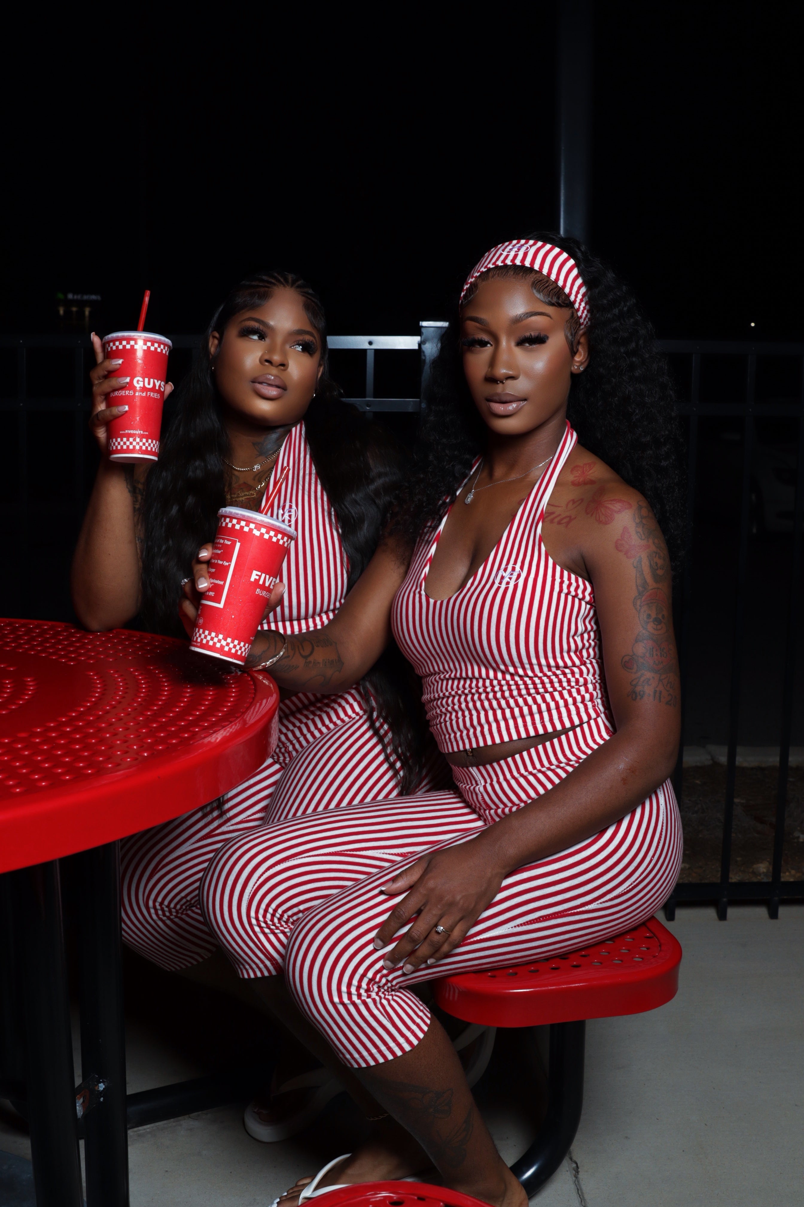 Striped 3pc halter top set